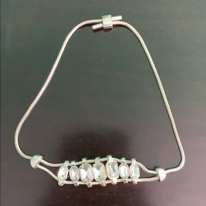 Silver and rectangular rhinestones bracelet